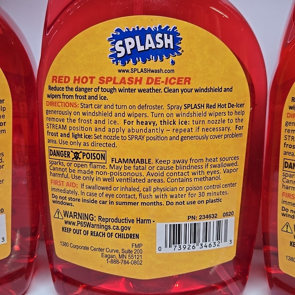 1-SPLASH Red Hot De-icer Windshield and Wipers Trigger Spray 32 Ounces