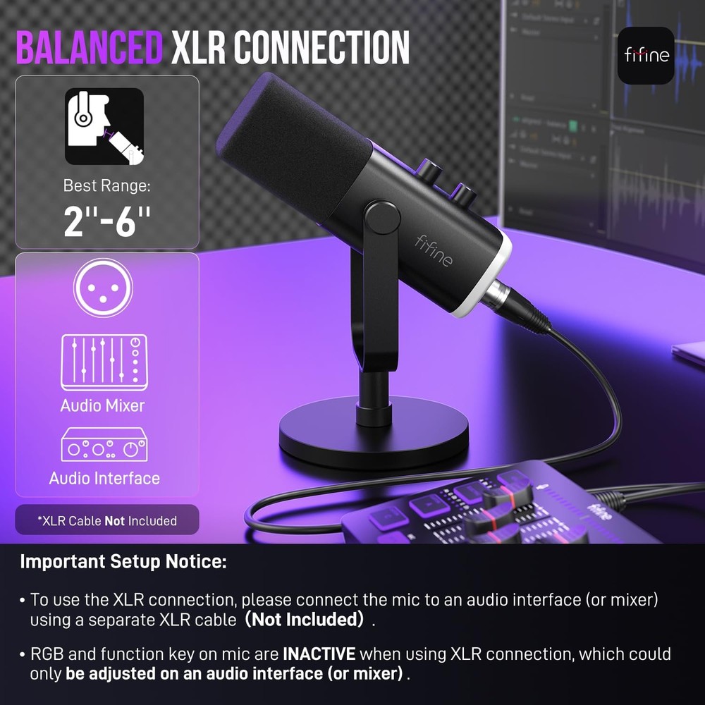 USB/XLR Dynamic Microphone for Podcast Recording PC Computer Gaming Streaming