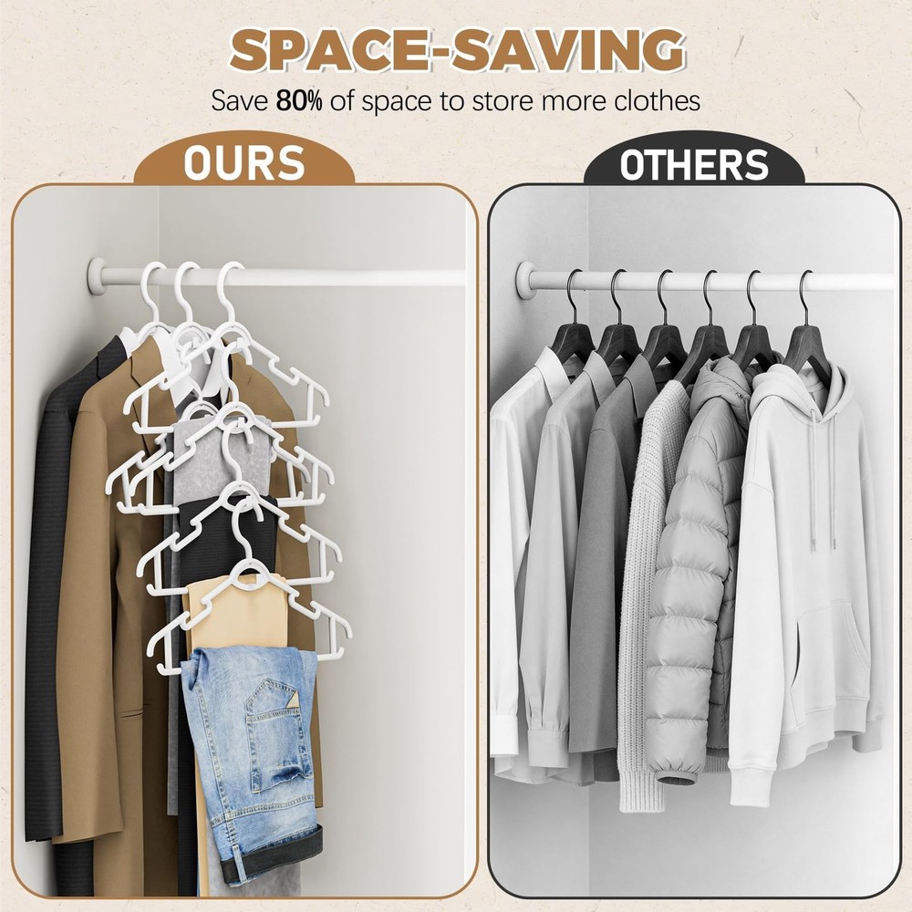 Heavy Duty Plastic Hangers 50 Pack, Stackable Space Saving, with 360° Swivel ...