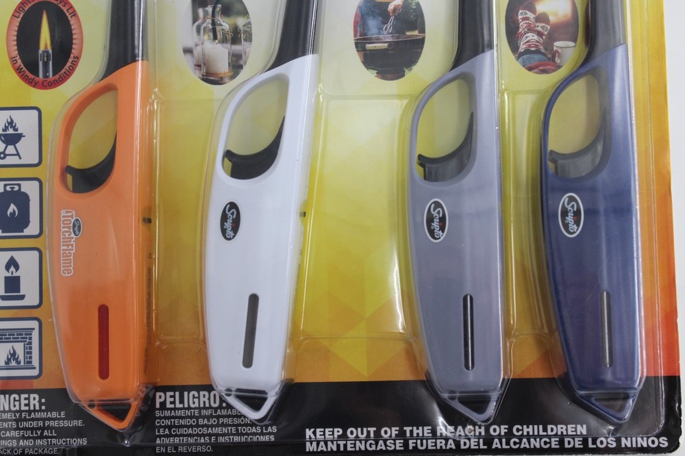 4 - SCRIPTO Multi-Purpose Flex TOURCH FLAME Lighters Mixed Colors New