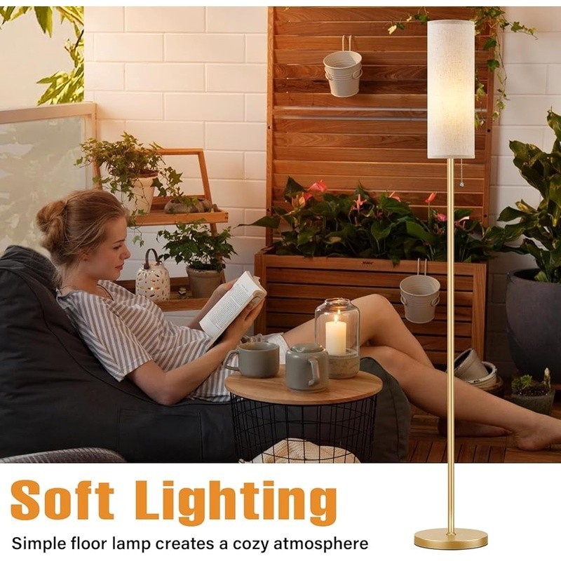 Modern Floor Lamp W/ LED Bulb Adjustable Color Temperature Pull Chain Switch New