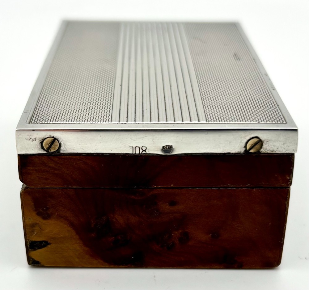 Art Deco Silver Mounted Burr Walnut Box – Circa 1924 – Marked 800