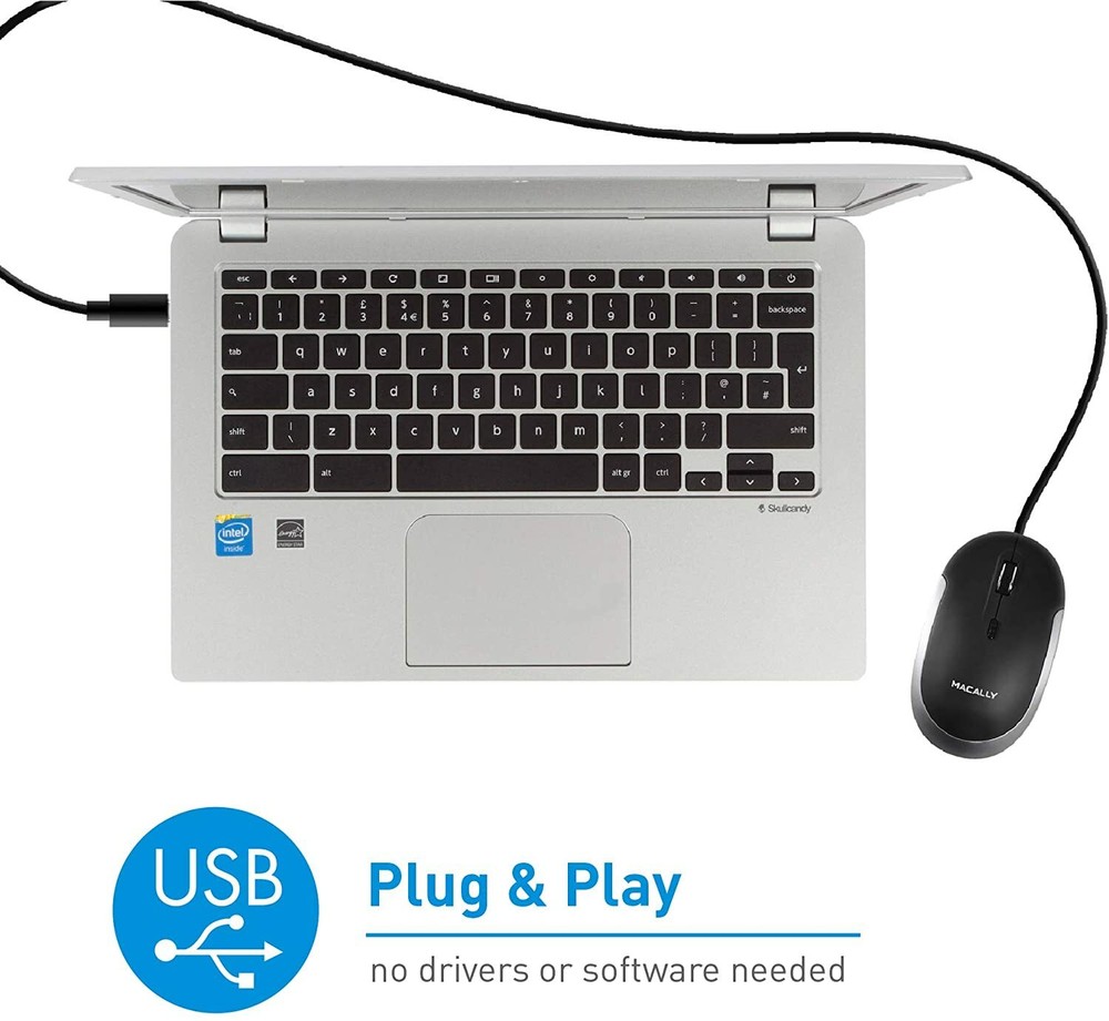 Macally USB Type C Mouse - Slim for MacBook Pro iMac PC etc