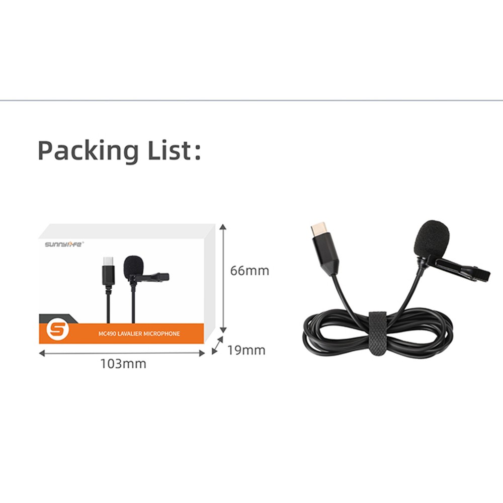 1.5m Lavalier Microphone Type-C Interface Mic For Insta360 X4 Action Camera