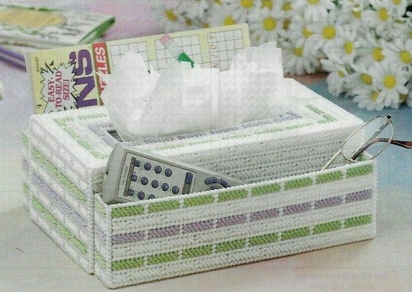 END TABLE ORGANIZER TISSUE COVER HOME DECOR PLASTIC CANVAS PATTERN INSTRUCTIONS