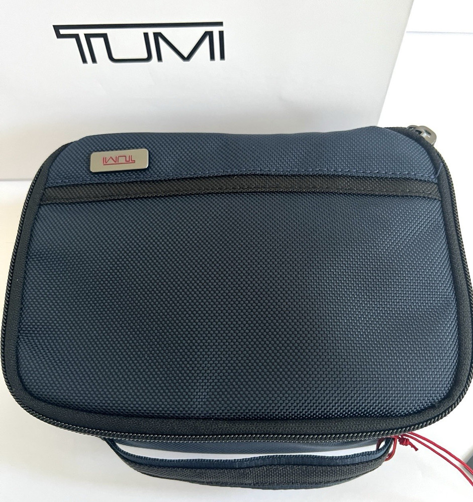 Tumi Navy Cube Travel Pouch Accessory Zipper Bag
