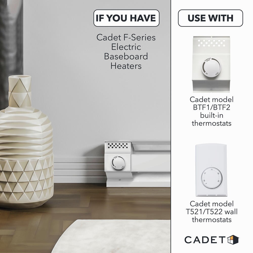 7" White Double Pole Non Programmable Baseboard Heat Thermostat Large Dial