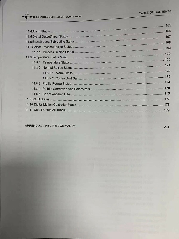 Tempress System Controller User Manual 1998, Used