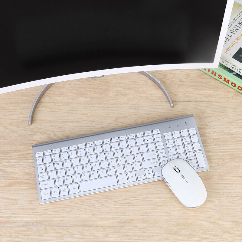 Wireless Keyboard and Mouse Combo - Full Size Slim Thin Keyboard Mouse 104 Keys