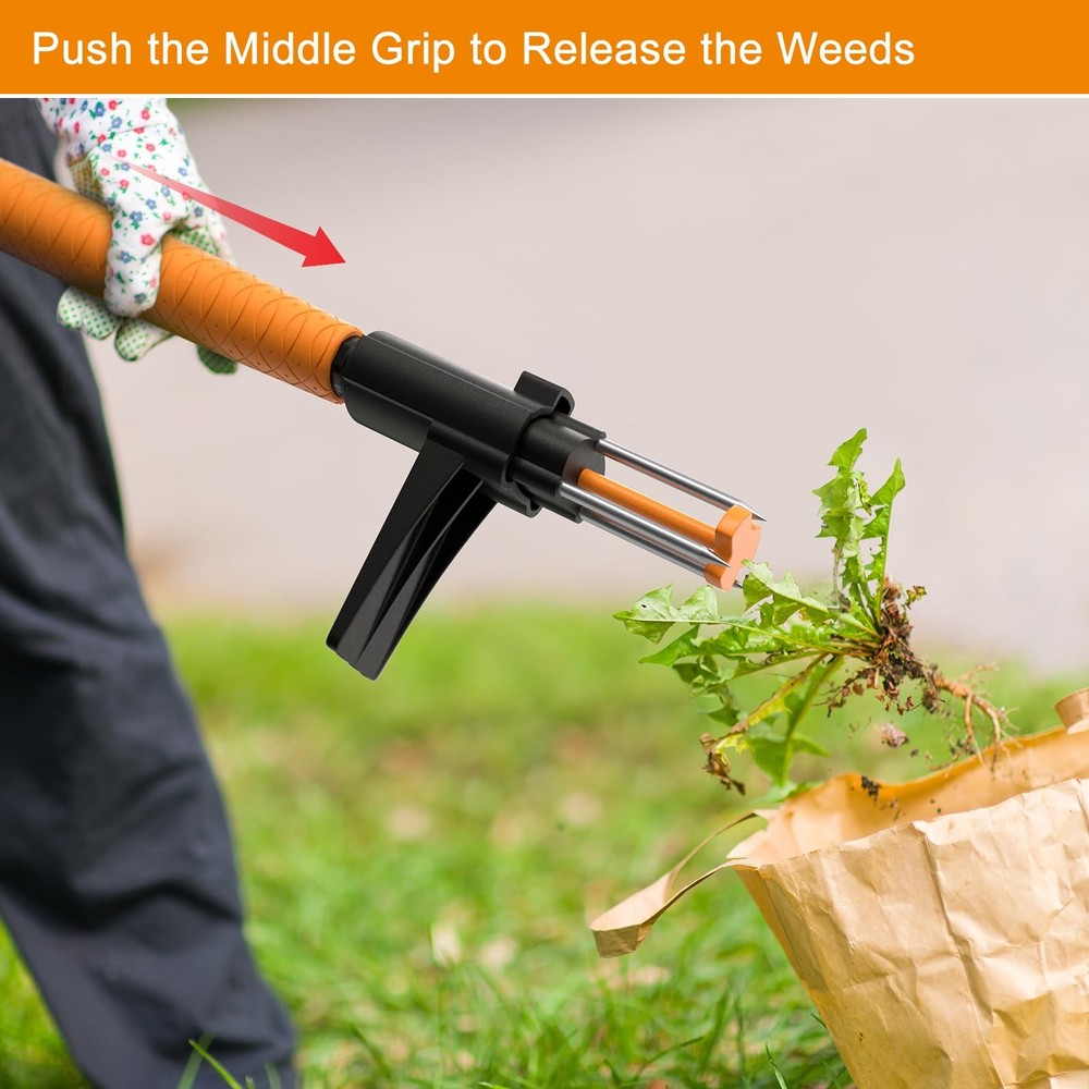Weed Puller Tool, Fully Stand Up Weeding Tool With 3 Claws - Zero Bending and...