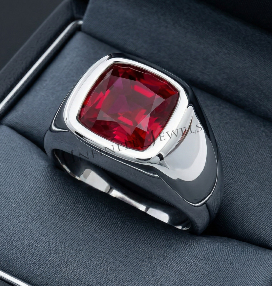Natural Ruby Ring Men's 925 Sterling Silver Ring Handmade Engagement Man's Ring