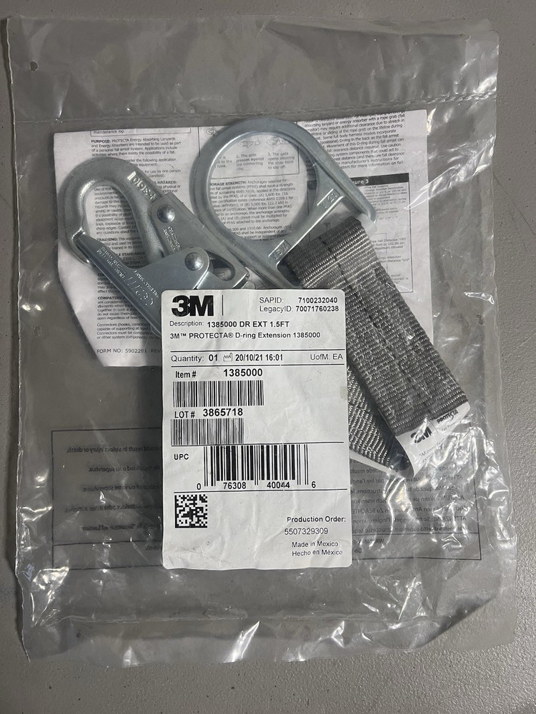 (A) 3M Protecta Pro 1385000 D-ring Lanyard Extension