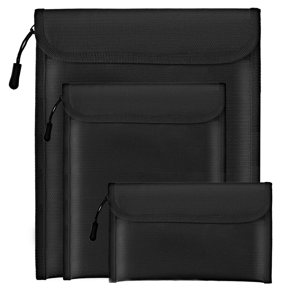 Fireproof Document Bag set Waterproof Money Security Pouch set 3 Pack