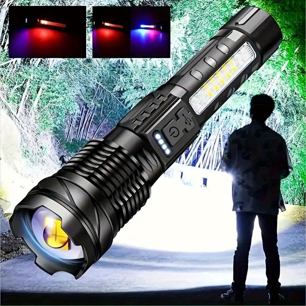 LED Flashlight Rechargeable Bright Zoomable LED Flashlights with High Lumens