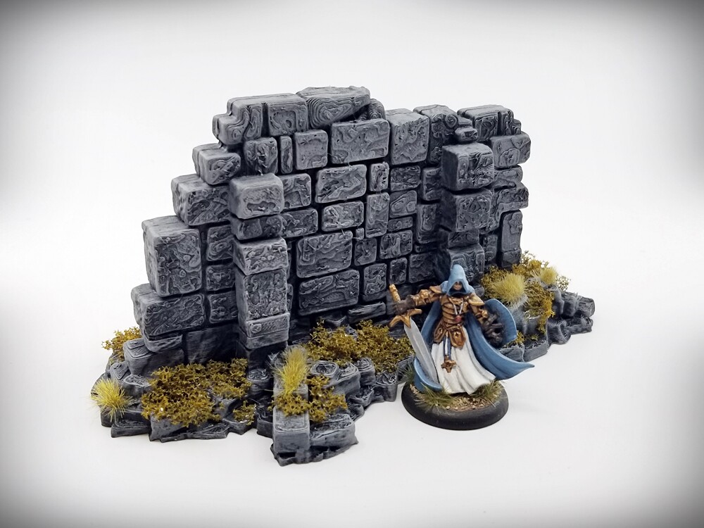 Ancient Ruins Terrain - Basic Wall "B" (Large) - Tabletop Wargaming RPG terrain