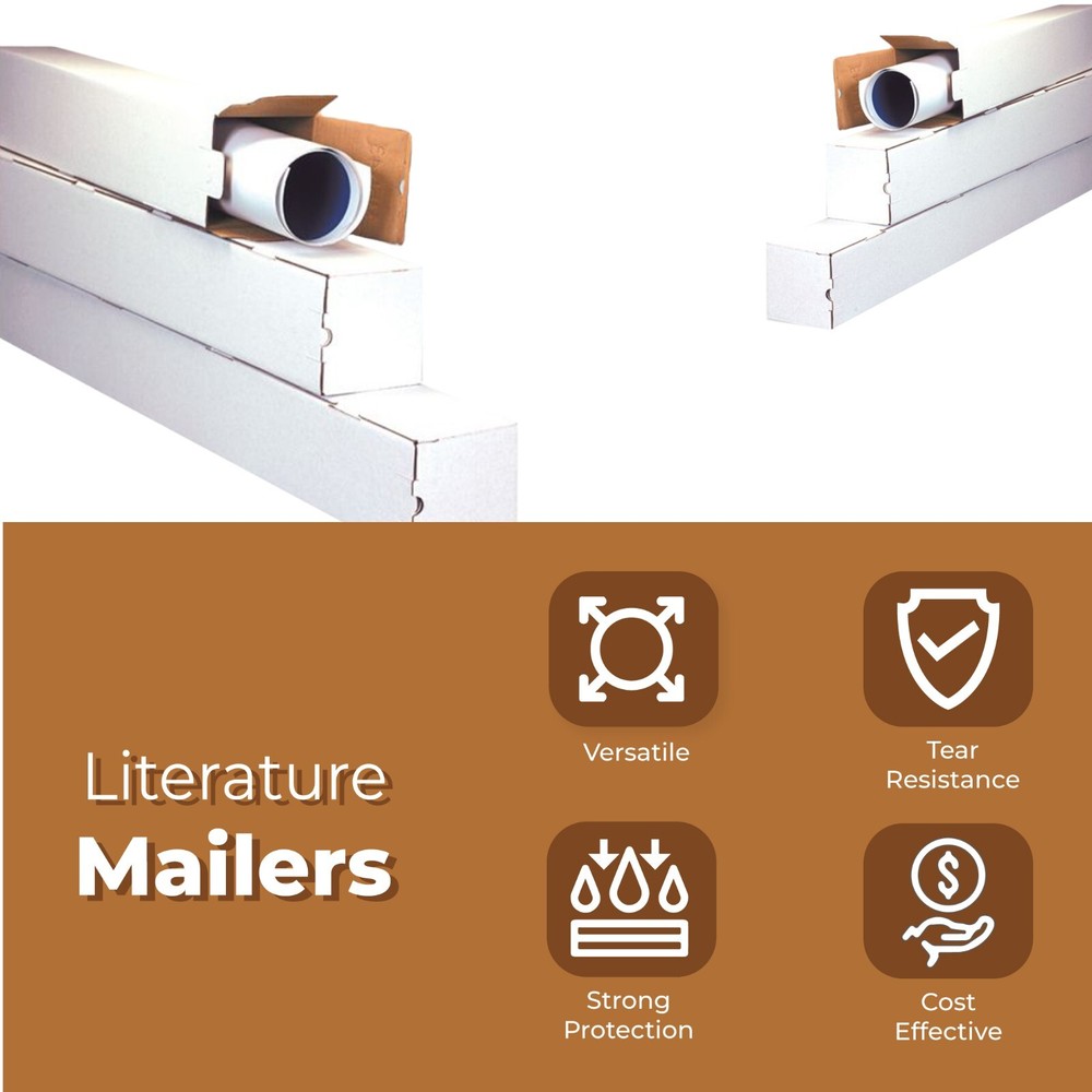 White Square Mailing Tubes 3 x 3 x 30" ECT-32B 25/Case