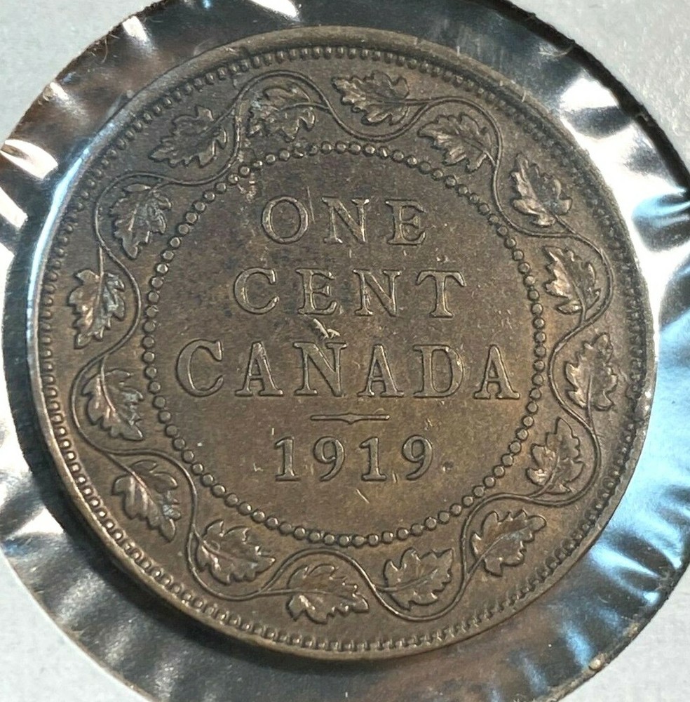 1919 Canada Large Cent Nice Brown AU Big Retained Lamination Error CHN