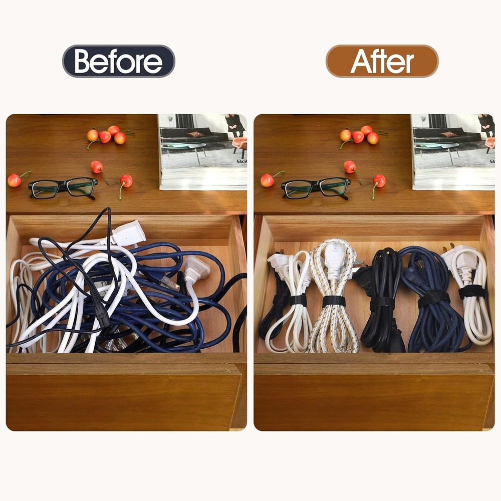 200PCS Reusable Cable Ties Wire Ties Cord Organizer Cable Organizer Adjustable..
