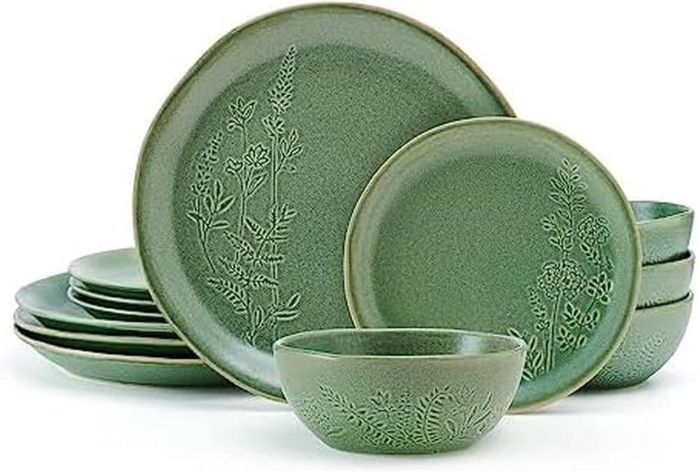 Carrie 12 Piece Dinnerware Set Service for 4 Green