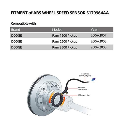 ABS Wheel Speed Sensor Front Left or Right 5179964AA SU9954 5S8492 ALS2242