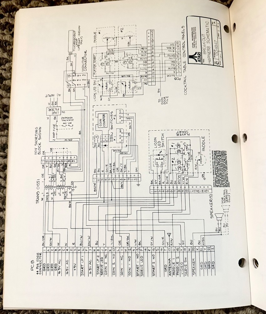 Original BREAKOUT ATARI Operation Maintenance Service Manual Arcade Video Game