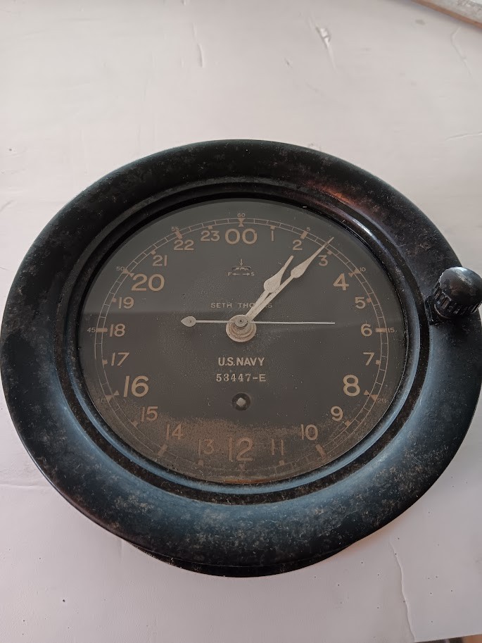 Seth Thomas WW2 Era 24 Hour US Navy Ships Clock Bakelite