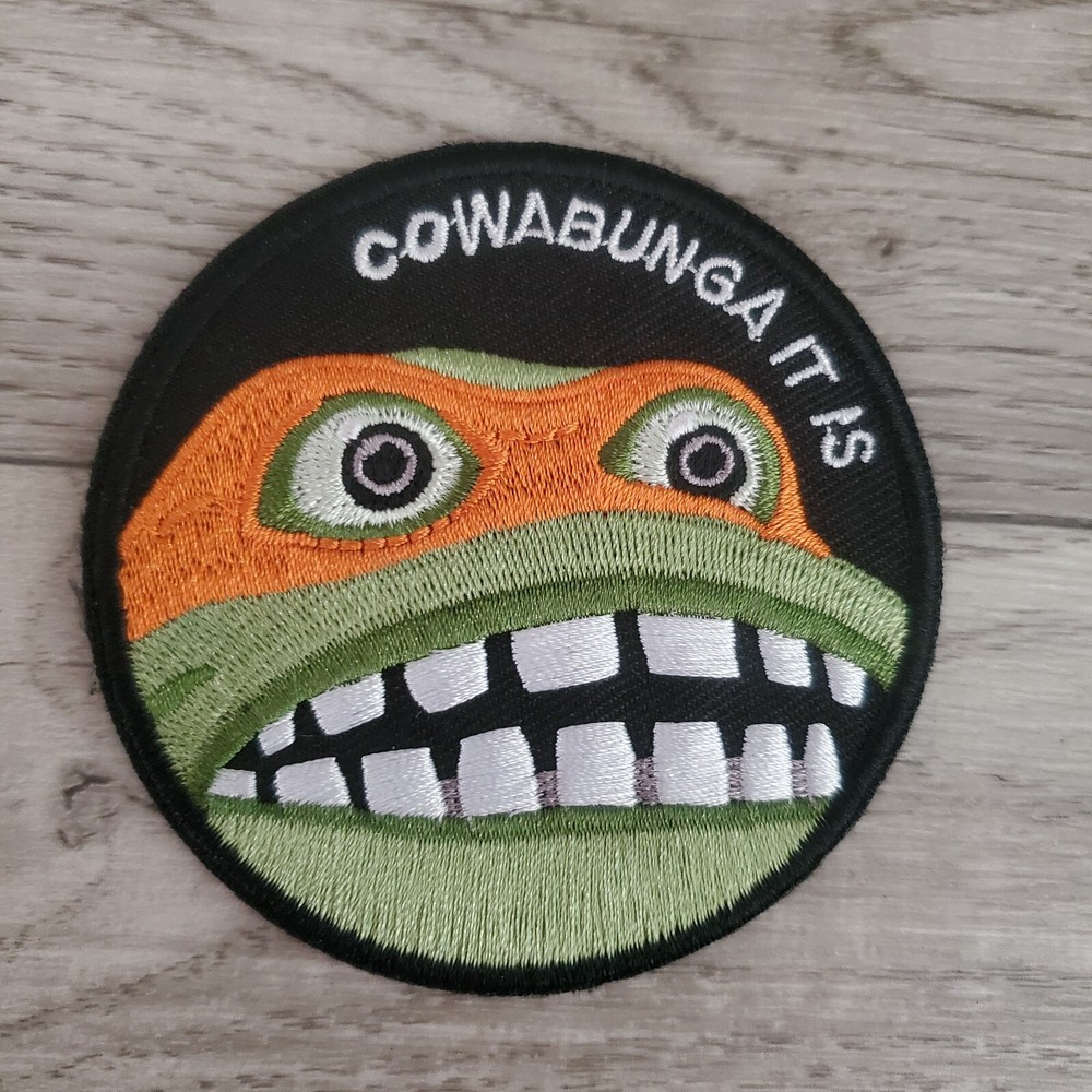 COWABUNGA Ninja Turtle Funny Tactical Morale Patch Hook and Loop
