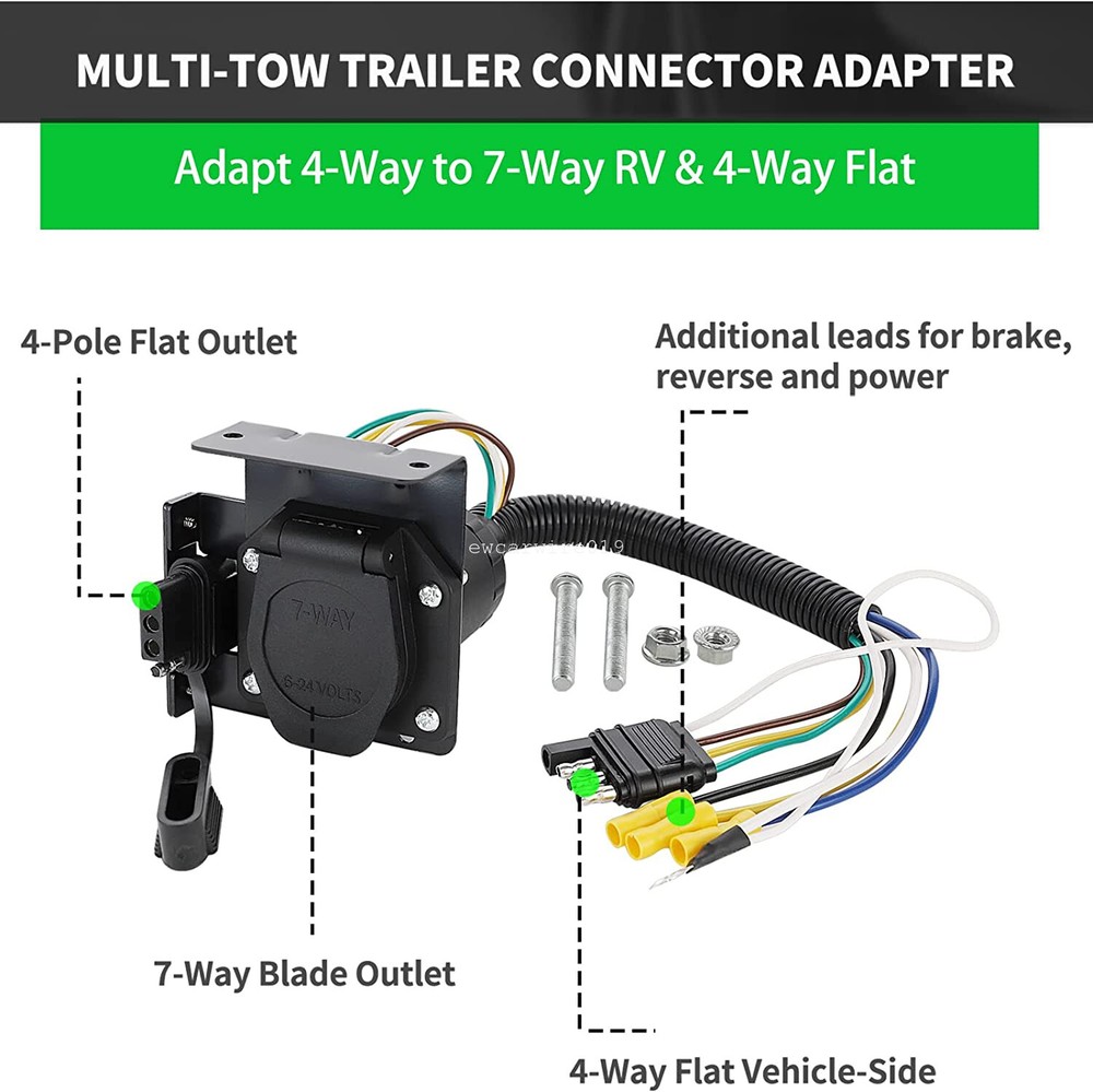 7 Way and 4 Pin Dual-Output Trailer Light Connector For TOYOTA TACOMA Tundra