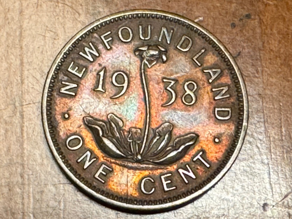 T2: Newfoundland, Canada. 1938 Nicely Toned One Cent