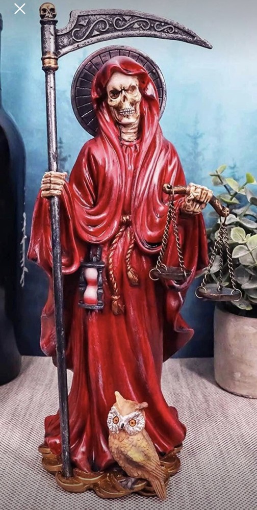 Red Santa Muerte Statue