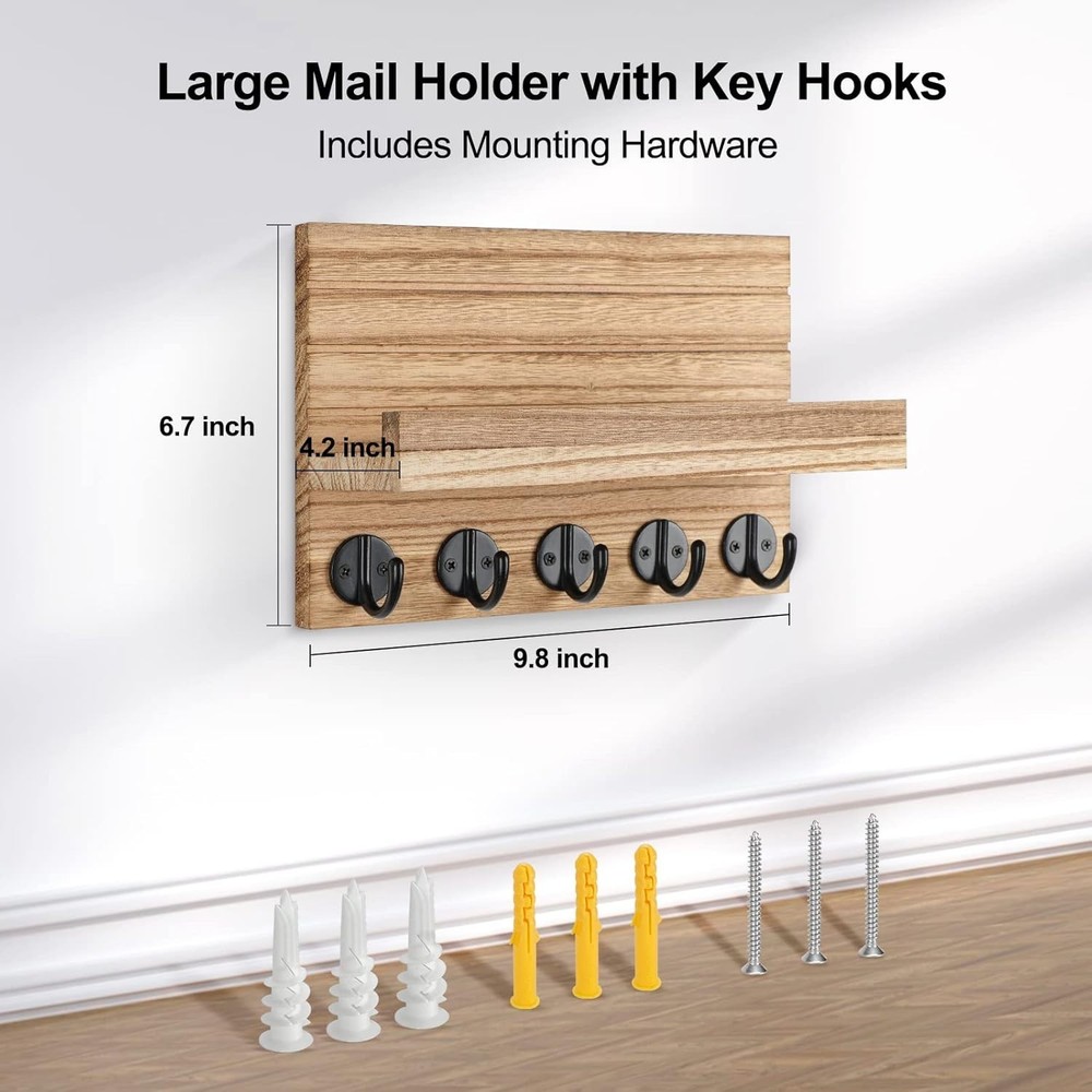 Unique Rustic Key Holder for Wall, Decorative Hooks for Keys and Leashes