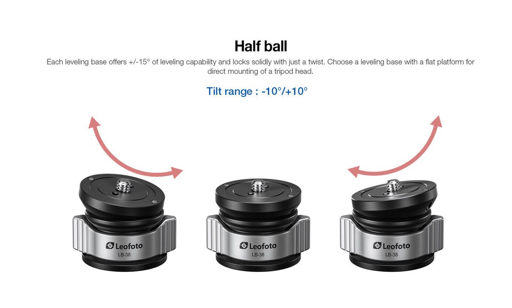 Leofoto LB-38 Mini Leveling Base with Butterfly Handle ±10 degrees