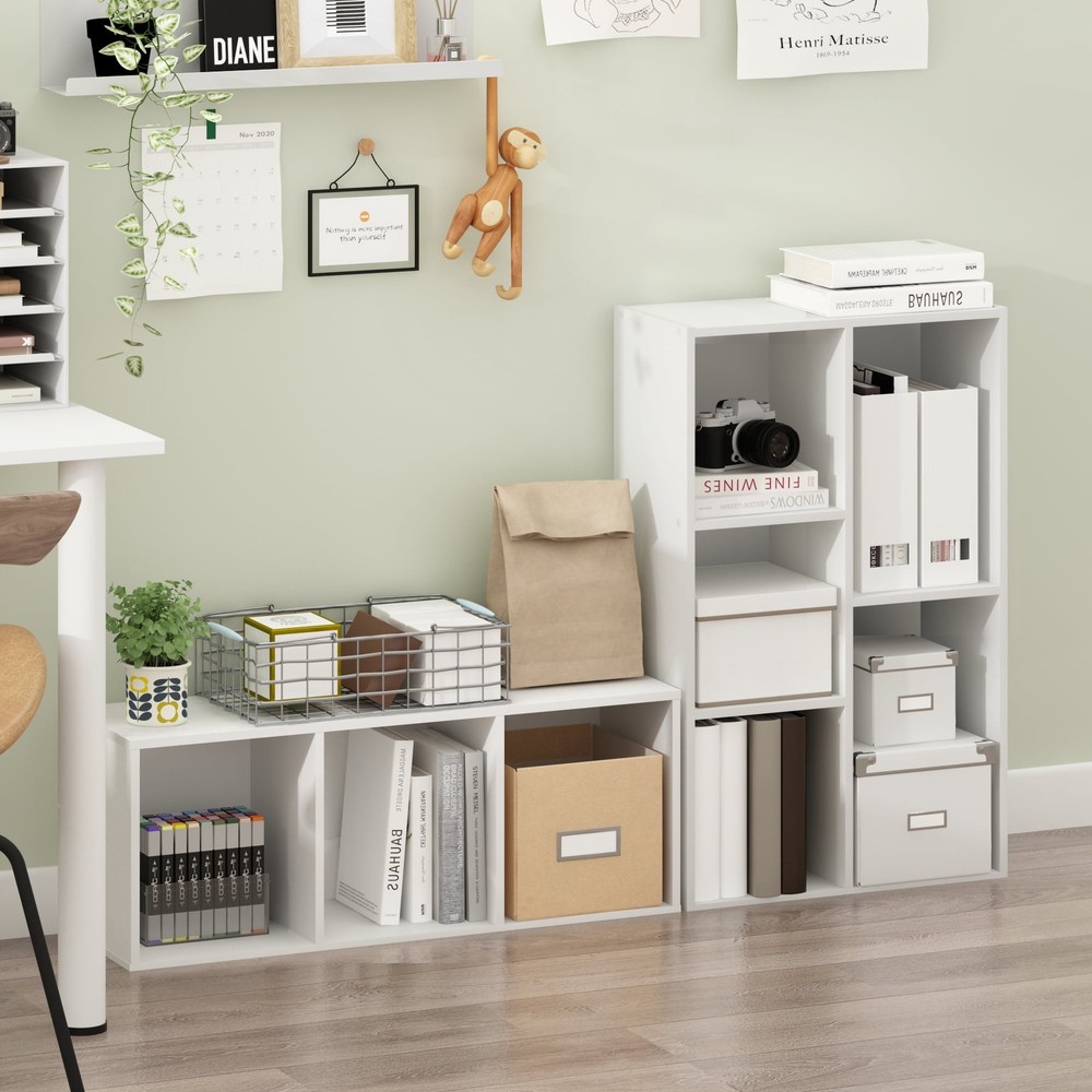 5-Cube No Tool Assembly Open Shelf White W/ Small Space & Easy Setup