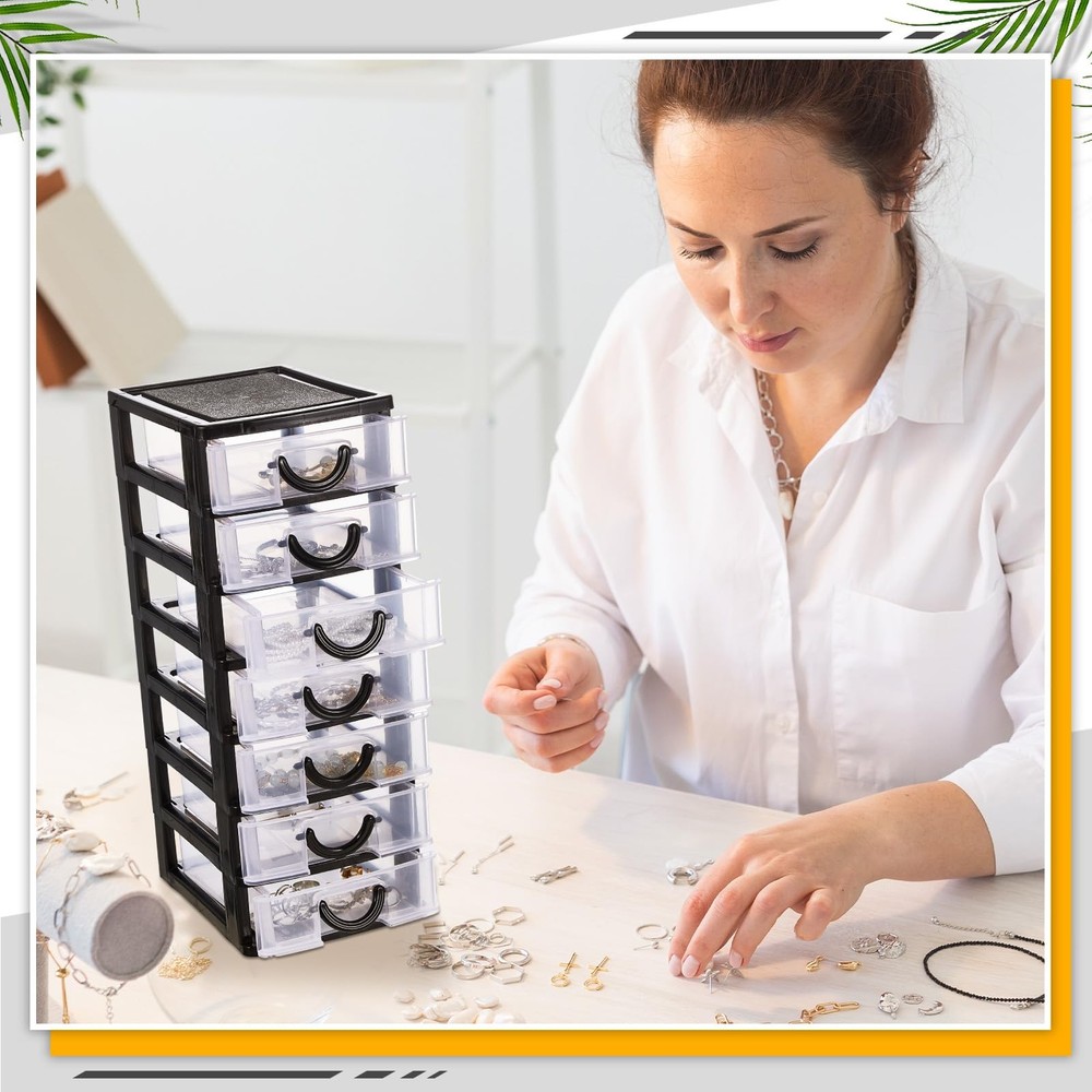 2 Pcs Plastic Drawers Organizer Mini Organizer Box Stackable Plastic Drawer S...