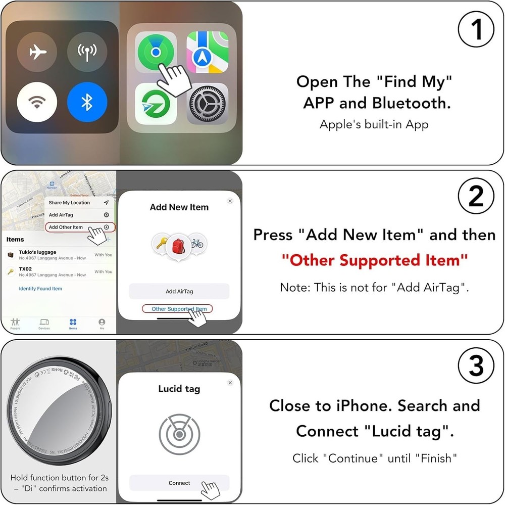 Tracker Tags - 1 Pack, Bluetooth Tracker for iPhone ipad Find My(iOS Only), Key