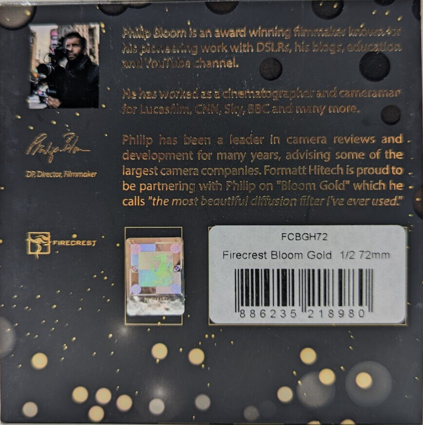 New Formatt Hitech Firecrest Bloom Gold Filter (72mm, 1/2 Density, Gold Frame)