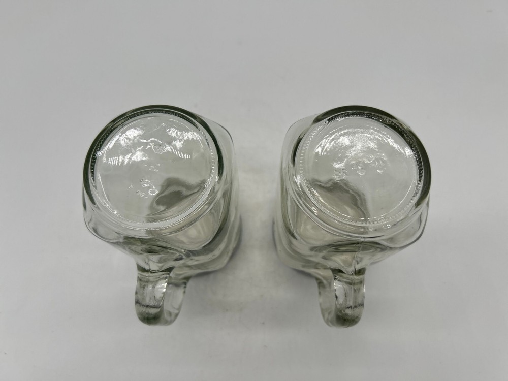 2 Backburn's glass jars with handles (mugs)