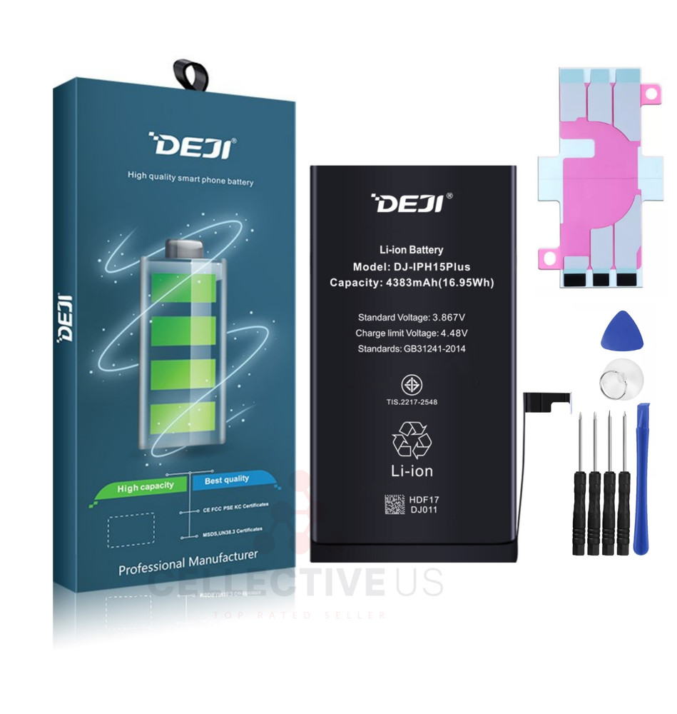 New DEJI battery for Apple iPhone 15 PLUS Replacement Battery Tool Adhesive