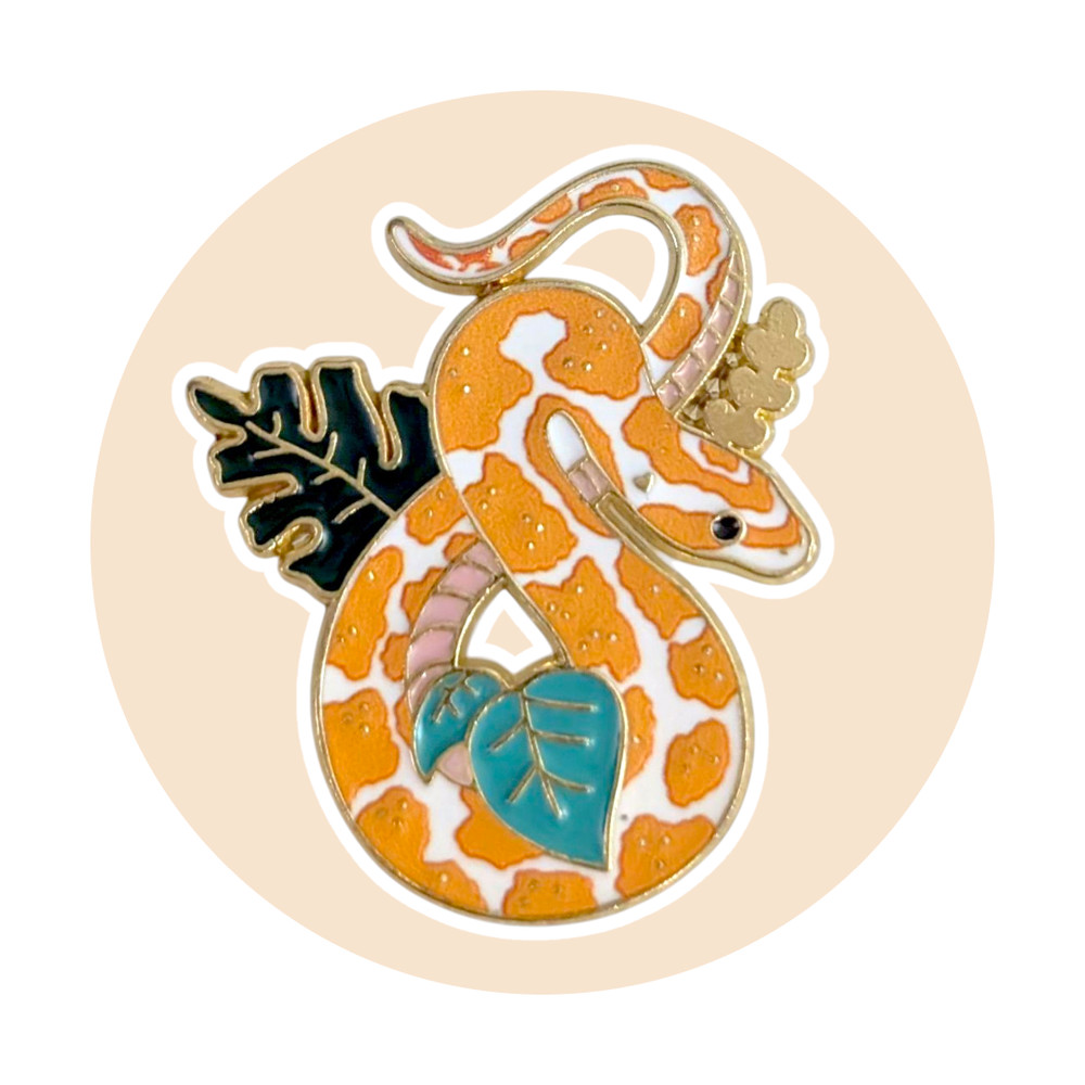 Reptile Animal Enamel Pin: Python Snake
