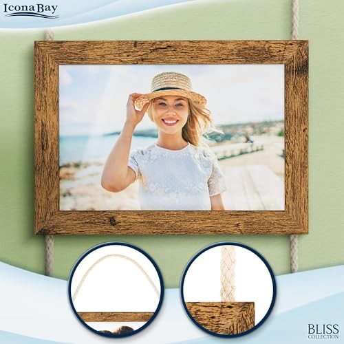 - Wall Hanging Picture Frames Collage with 4 Openings - - 4x6 Rustic Brown