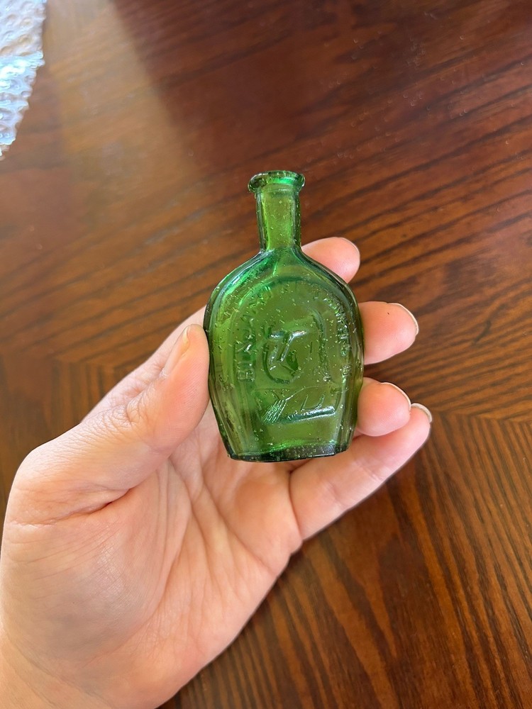 3" Antique Bottle Benjamin Franklin Green