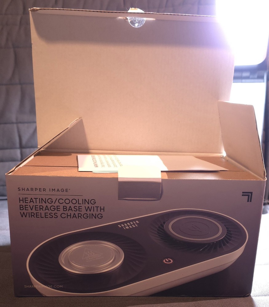 Sharper Image Heating /Cooling Beverage Base With Wireless Charger New In Box
