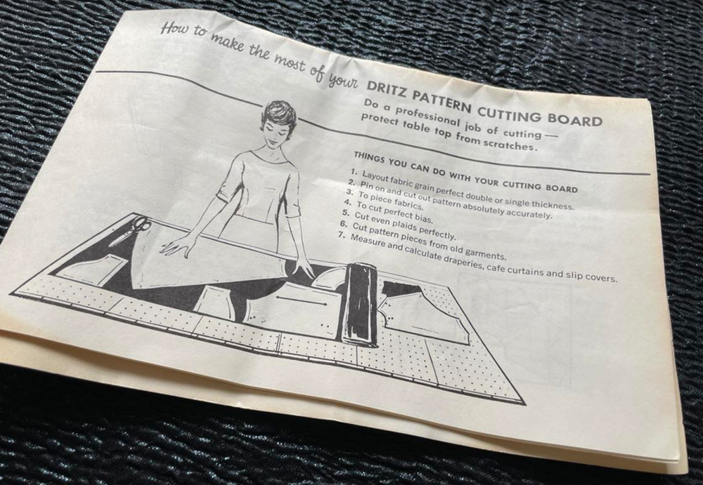 Instructions ONLY Dritz Pattern Cutting Board 1960s Vintage Advertising Dritz