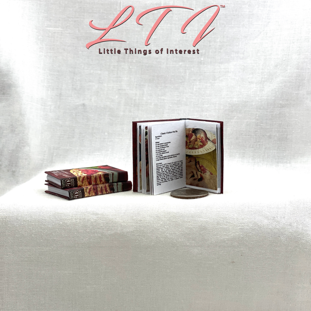 1:6 Scale COMPLETE PIE COOKBOOK Miniature Playscale Illustrated Readable Book