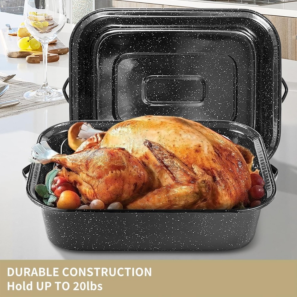 21Inch Roasting Pan, Extra Large Rectangle Roasting Pan , 25lb Capacity, Large