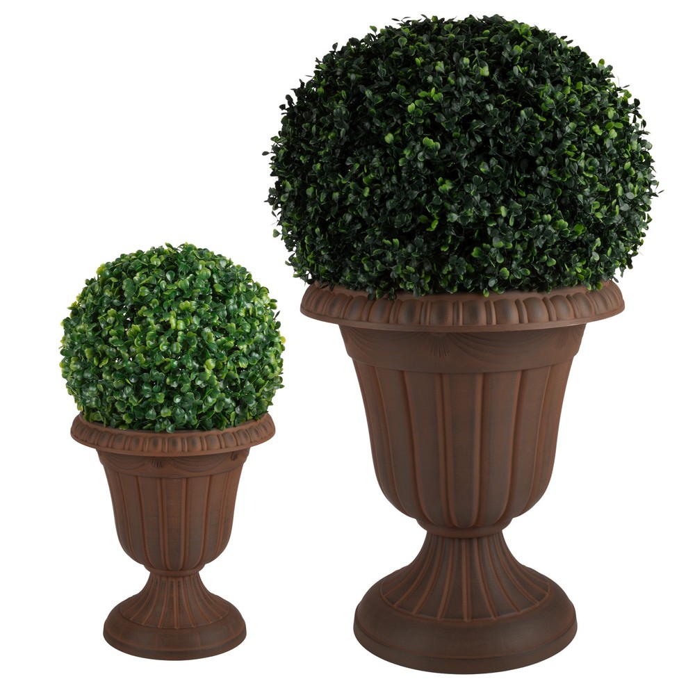 Large & Small Outdoor Urn Planter 2-Pack Brown