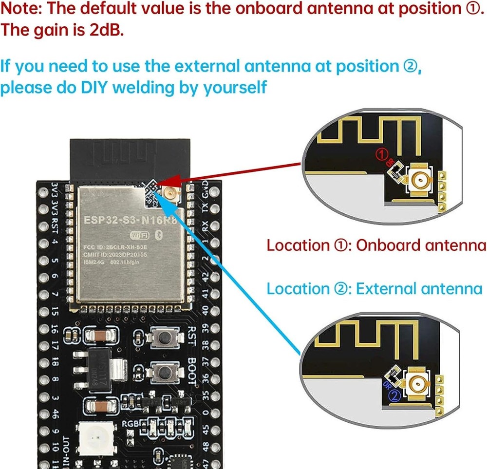 ESP32 S3 N16R8 DevKitC-1 Module, for ESP32 S3 Development Boards with WiFi, B...
