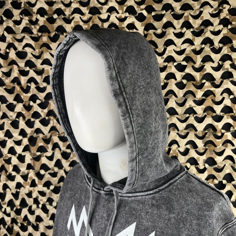 NEW HK Army Split Acid Wash Pull Over Hooded Sweatshirt - White - Medium