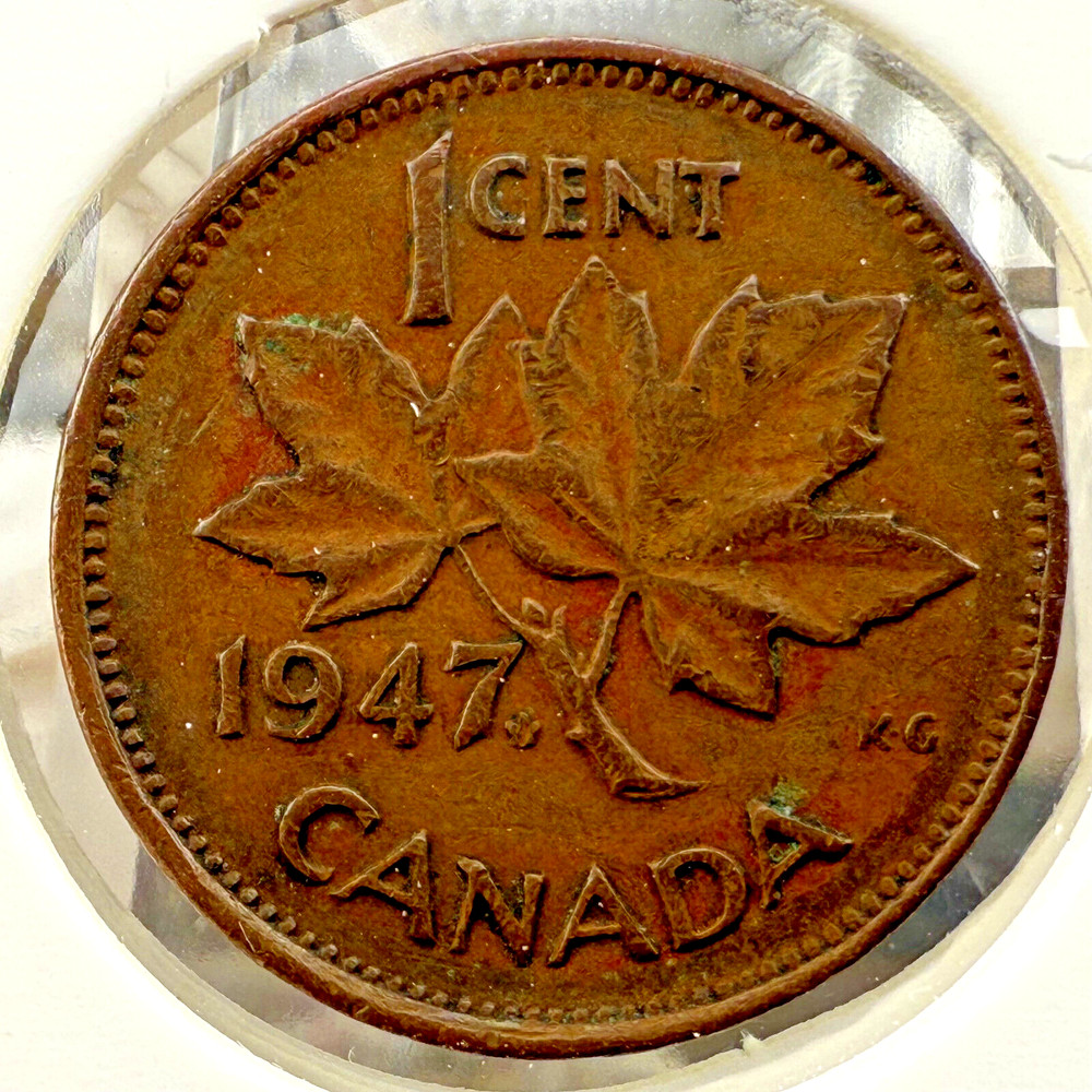 1947 ML Canada Copper 1¢ Small One Cent Penny KM# 32 ~ SP1564