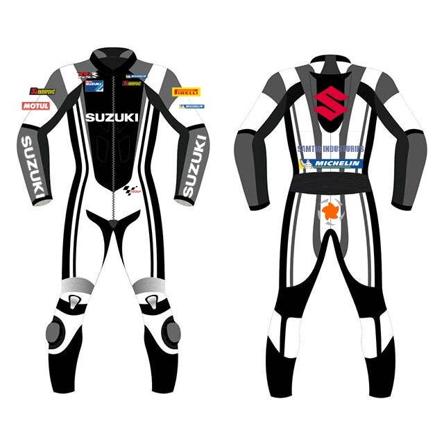 SUZUKI MOTORBIKER COWHIDE LEATHER RACING SUIT
